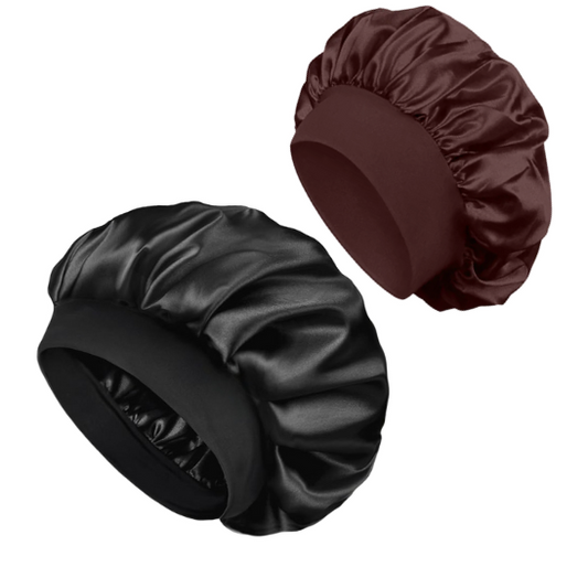 Silk Bonnet Satin Bonnet, 2PCS Hair Bonnet for Sleeping, Soft Elastic Band Breathable Hair Wrap Sleep Cap